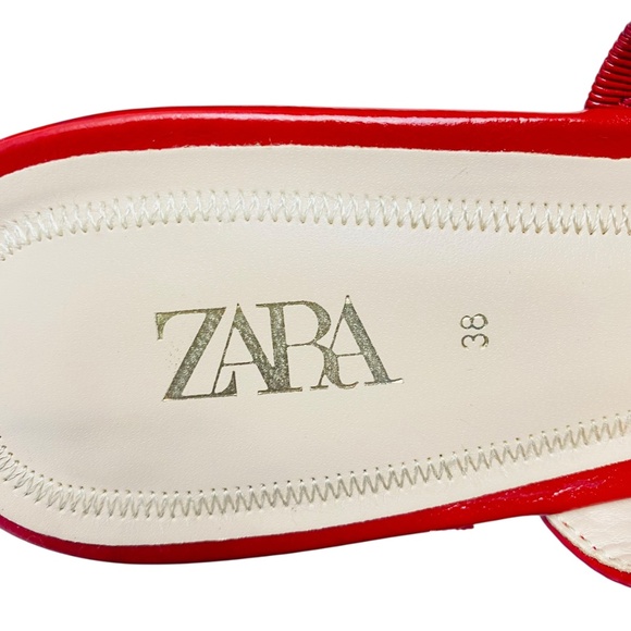 ZARA Red Flat Mules Vegan Size 38 (7.5) - Picture 4 of 9